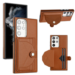 Rear Cover Type Leather Card Holster Phone Case For SAMSUNG Galaxy S22Ultra