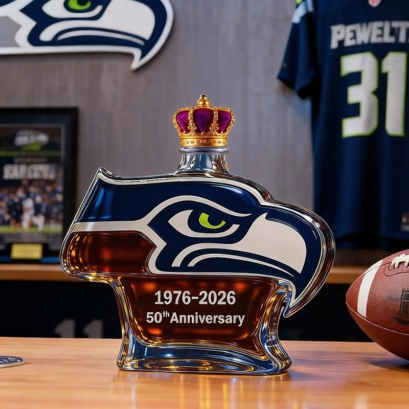 Sherum Seattle Seahawks 50th Anniversary Whiskey Bottle