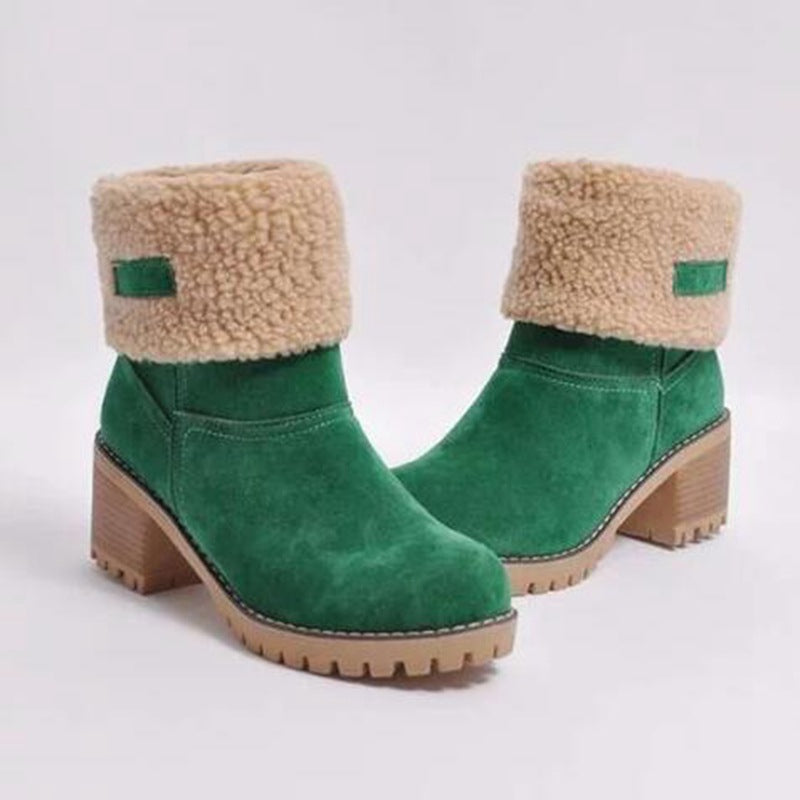 Women's Chunky Heel Round Toe Snow Boots