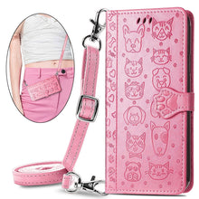 Load image into Gallery viewer, Cat Dog Cute Lanyard Wallet Leather Case For SAMSUNG Galaxy S22PLUS 5G