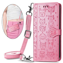 Load image into Gallery viewer, Cat Dog Cute Lanyard Wallet Leather Case For SAMSUNG Galaxy S22 5G