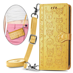Cat Dog Cute Lanyard Wallet Leather Case For SAMSUNG Galaxy S22PLUS 5G