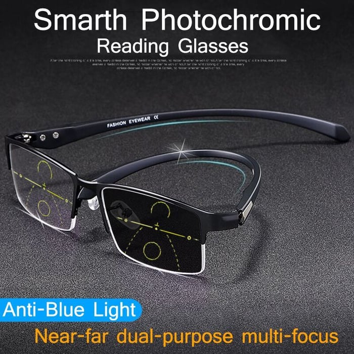 Titanium progressive far and near dual-use reading glasses-IT