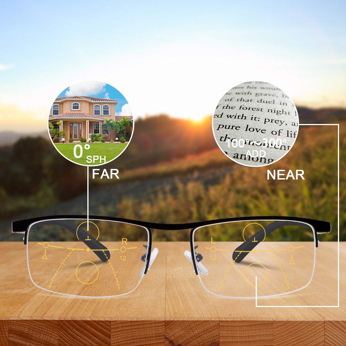 Titanium progressive far and near dual-use reading glasses-FR