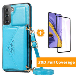 Triangle Crossbody Multifunctional Wallet Card Leather Case For Samsung S22 5G