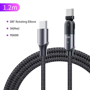 60W/100W USB C to C Cable 180° Rotation, Type C PD Fast Charging Cable Braided Cord