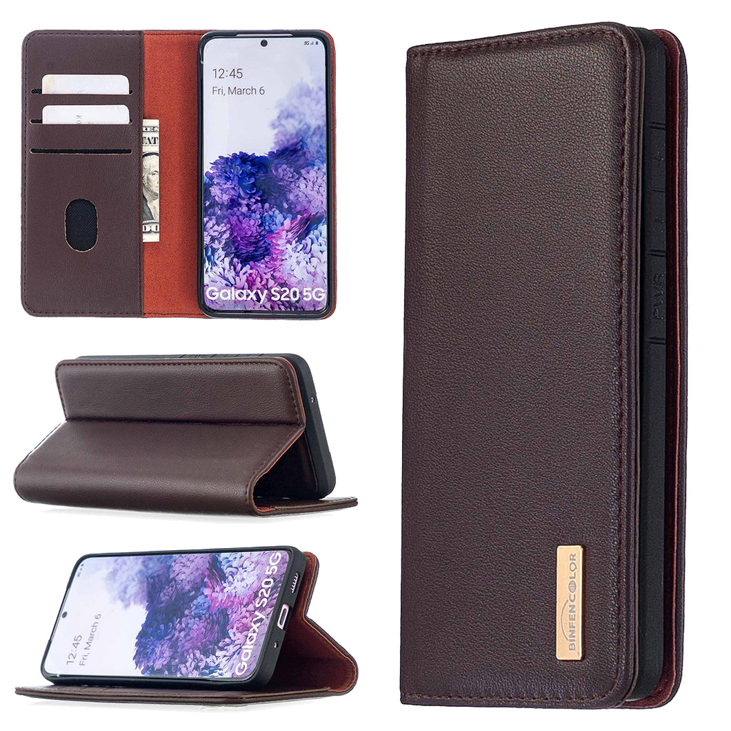 Calfskin Leather Flip  Wallet Case For Samsung S Series