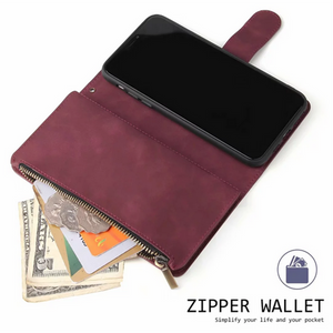 Portefeuille à glissière en cuir souple Flip Multi Card Slots Cas pour iPhone 6 / 6S