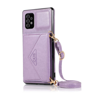 Triangle Crossbody Multifunctional Wallet Card Leather Case For Samsung Galaxy A32(5G)