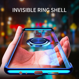 Porte-bague magnétique coloré 2020 transparent de portefeuille de téléphone pour Oneplus 6T