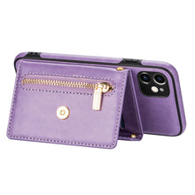 Load image into Gallery viewer, Triangle Crossbody Zipper Wallet Card Leather Case For iPhone 12mini