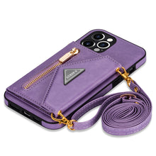 Load image into Gallery viewer, Triangle Crossbody Zipper Wallet Card Leather Case For iPhone