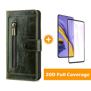 Luxury Zipper Texture Leather Crack Wallet Case For SAMSUNG Galaxy Note10+