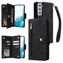 Load image into Gallery viewer, Rivet Buckle Zipper Wrist Strap Wallet Leather Case For Samsung Galaxy S22 5G