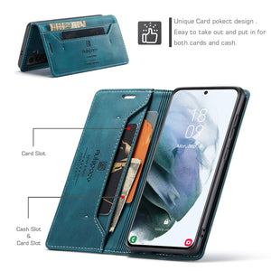 RFID Blocking Anti-theft Swipe Card Wallet Phone Case For SAMSUNG Galaxy S21 5G