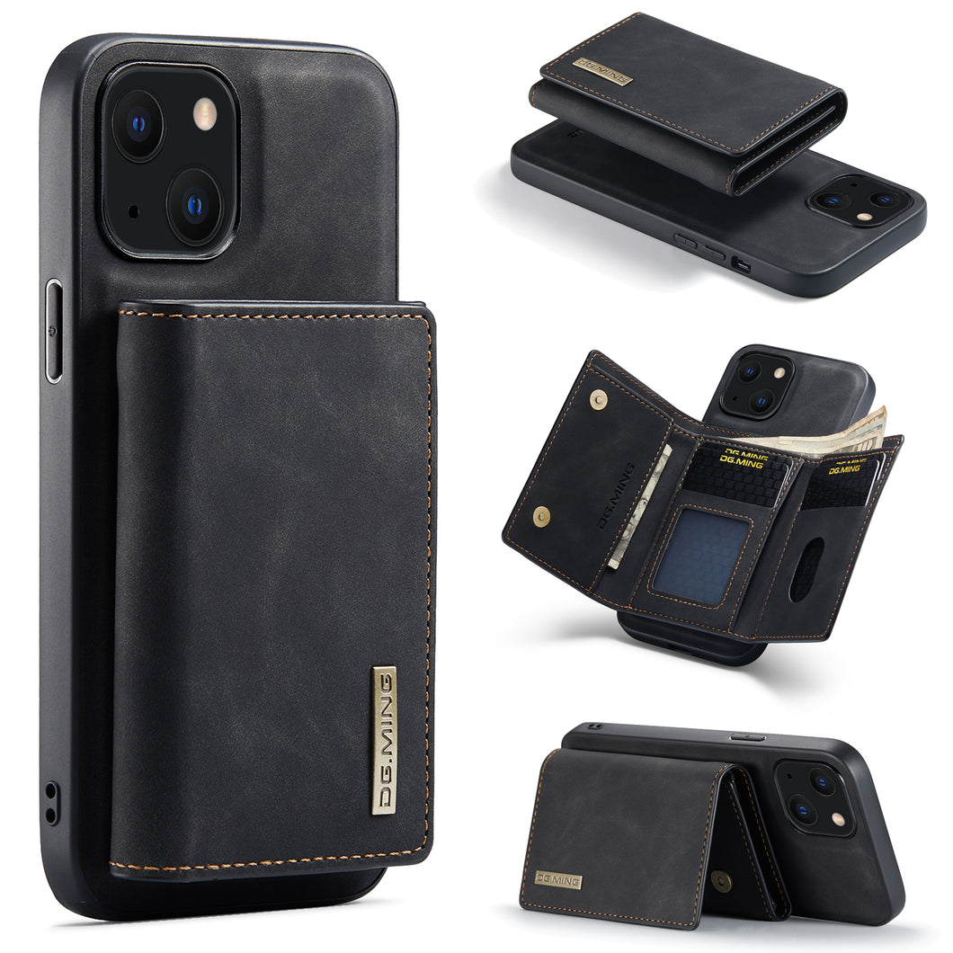 Two-in-one Magnetic Split Three-fold Wallet Phone Case For iPhone 13 Series