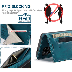 RFID Blocking Anti-theft Swipe Card Wallet Phone Case For SAMSUNG Galaxy A12