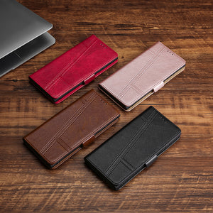 Trapezoidal Side Buckle Soft Leather Wallet case For Samsung Galaxy S10/S10PLUS/S10E/S10Lite