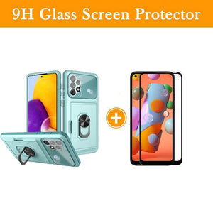 Luxury Lens Protection 3-in-1 Card Ring Phone Case For Samsung Galaxy A52