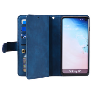 【 2021 New】Nine Carte Zipper Retro Portefeuille en cuir Cas de téléphone pour Samsung Galaxy S10PLUS