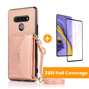 Triangle Crossbody Multifunctional Wallet Card Leather Case For LG Stylo6