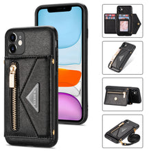 Load image into Gallery viewer, Triangle Crossbody Zipper Wallet Card Leather Case For iPhone 12mini