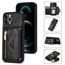 Load image into Gallery viewer, Triangle Crossbody Zipper Wallet Card Leather Case For iPhone
