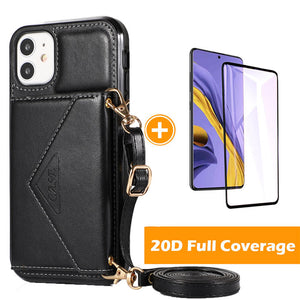 Triangle Crossbody Multifunctional Wallet Card Leather Case For iPhone 12mini