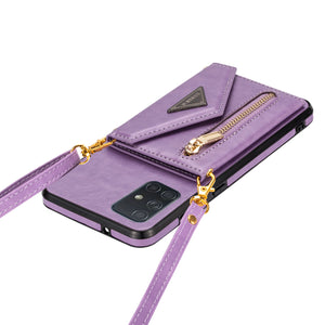 Triangle Crossbody Zipper Wallet Card Leather Case For Samsung Galaxy A51(4G)