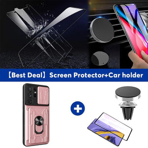 【For SAMSUNG S21Ultra】Multifunctional Card Holder Ring Bracket Goggles Phone Case
