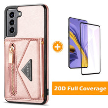 Load image into Gallery viewer, Triangle Crossbody Zipper Wallet Card Leather Case For Samsung Galaxy S21 5G