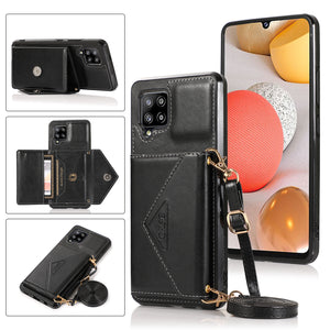 Triangle Crossbody Multifunctional Wallet Card Leather Case For Samsung Galaxy A12