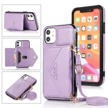 Charger l&#39;image dans la galerie, Triangle Crossbody Multifunctional Wallet Card Leather Case For iPhone 12 Series