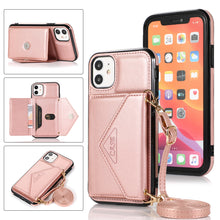 Load image into Gallery viewer, Triangle Crossbody Multifunctional Wallet Card Leather Case For iPhone 12mini