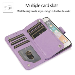 Portefeuille en cuir à fermeture à glissière de luxe Flip Multi Card Slots Cover Cover pour iPhone