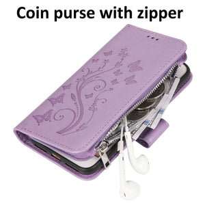 Portefeuille en cuir à fermeture à glissière de luxe Flip Multi Card Slots Cover Cover pour iPhone