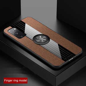 Fashion Luxury Fabric Protect Cases With Magnetic Finger Ring Holder For Samsung