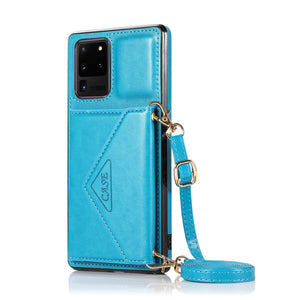 Triangle Crossbody Multifunctional Wallet Card Leather Case For Samsung S20 ULTRA