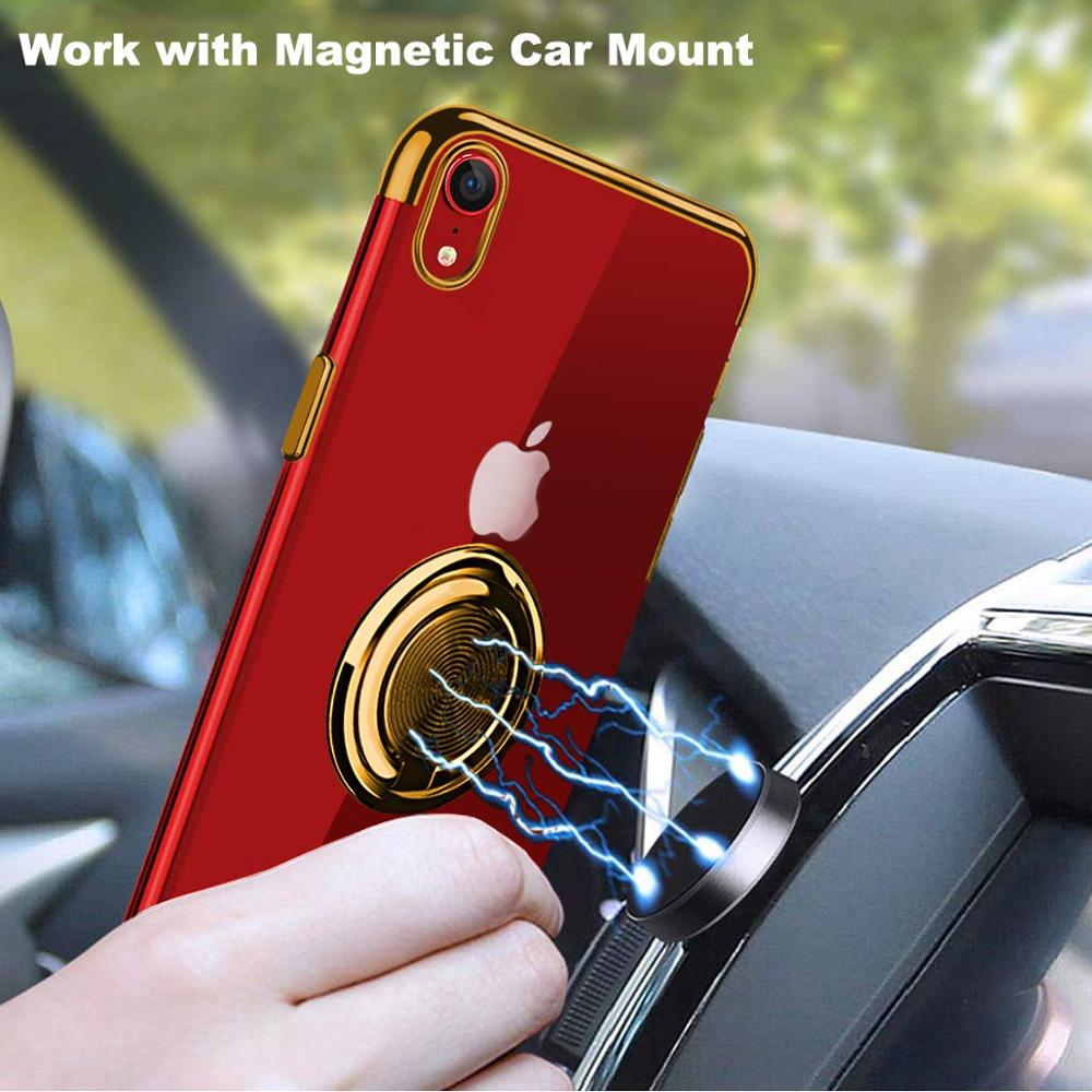 Transparent Colorful Magnetic Ring Holder Phone Case For iPhone X series Case