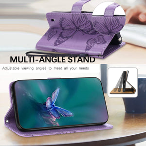 3D Embossed Butterfly Wallet Phone Case