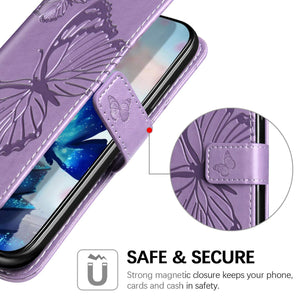 3D Embossed Butterfly Wallet Phone Case