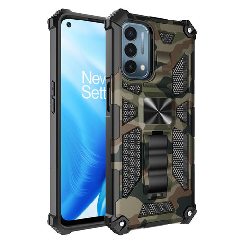 Camouflage Military Armor Shockproof With Kickstand For Oneplus Nord N200 5G