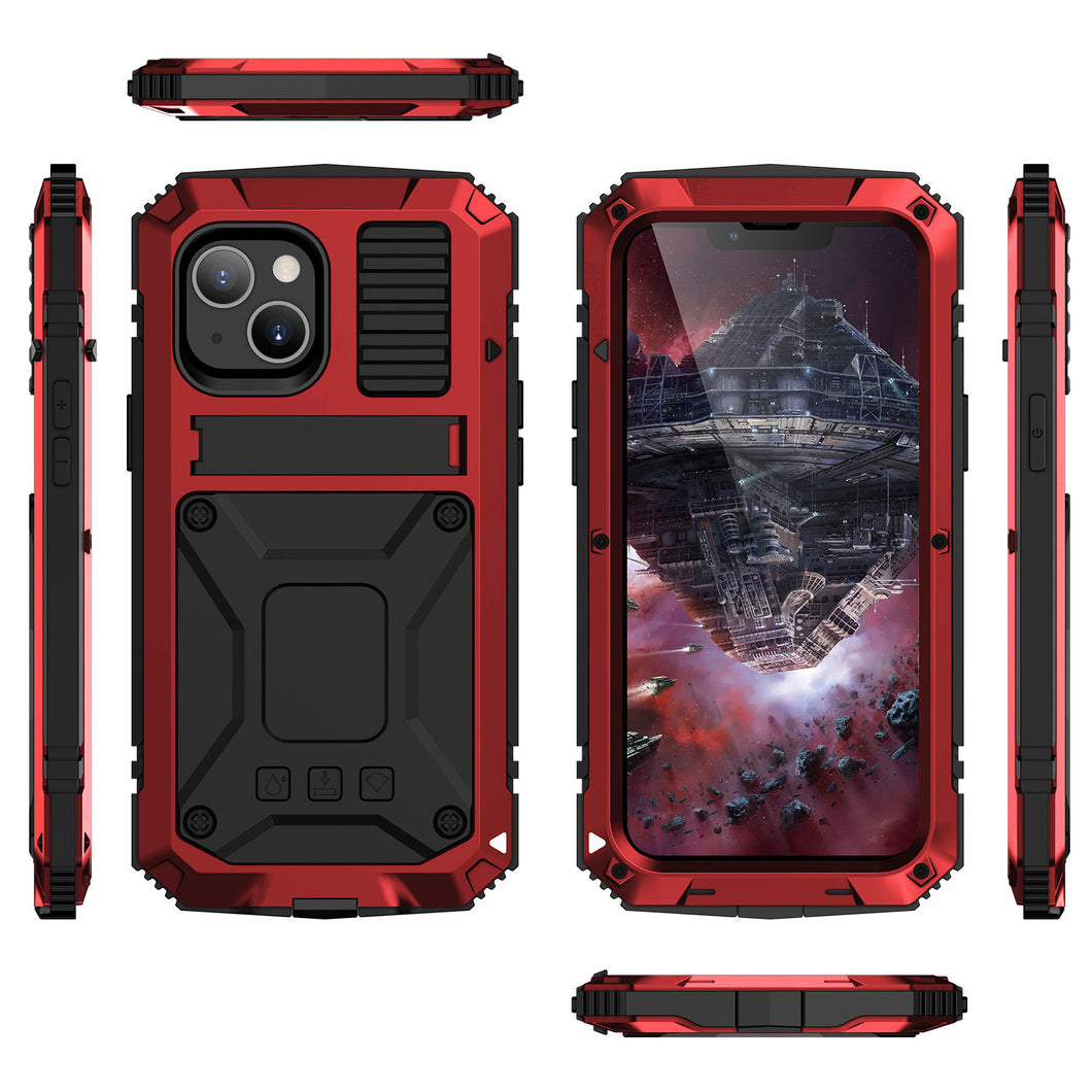 【For iPhone 13mini】Luxury Doom Armor Waterproof Metal Aluminum Kickstand Phone Case