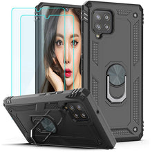 Load image into Gallery viewer, Samsung A42(5G) Luxury Armor Ring Bracket Phone Case With 2-Pack Tempered Glass Screen Protectors
