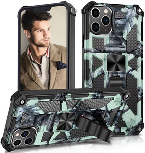 Camouflage Luxury Armor Shockproof Case With Kickstand For iPhone 13/13Pro/13ProMax/13Mini