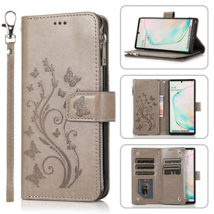 Samsung Galaxy note10plus Deluxe zip Leather Wallet Flip Multi - Card slot PHONE CASE