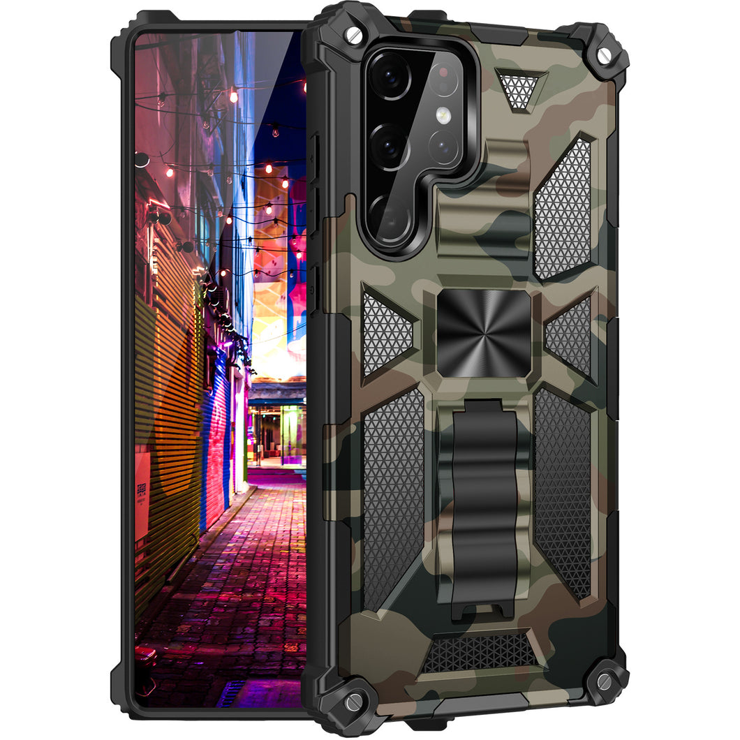 Camouflage Luxury Armor Shockproof Case With Kickstand For Samsung Galaxy S22Ultra