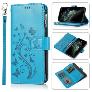 Portefeuille en cuir à fermeture à glissière de luxe Flip Multi Card Slots Coque Coque pour iPhone 11 / 11Pro / 11Pro Max