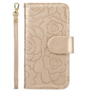 Camellia Embossed Flip Card Phone Case For Samsung Galaxy Note9