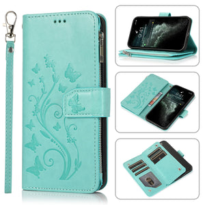 Luxury Zipper Leather Wallet Flip Multi Card Slots Cover Case For Samsung